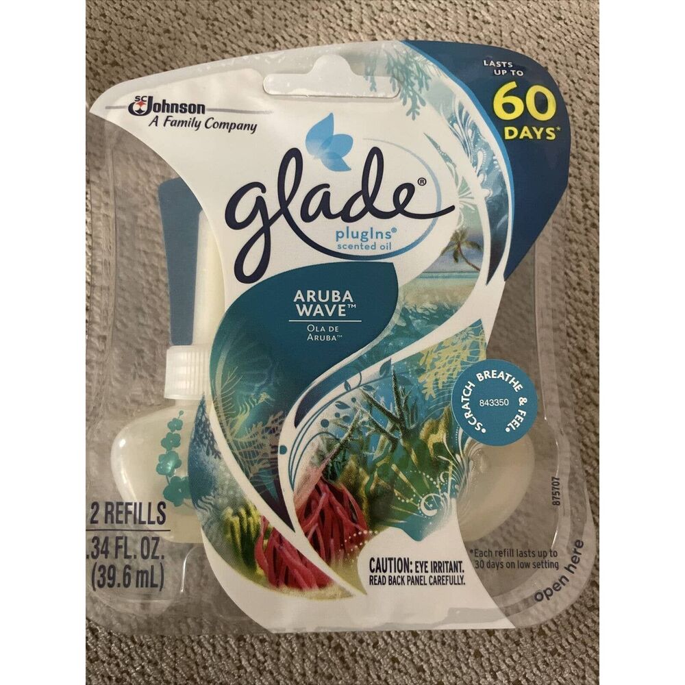 Glade PlugIns Scented Oil Air Freshener 2 Refills Aruba Wave 1.34 Fluid Ounce